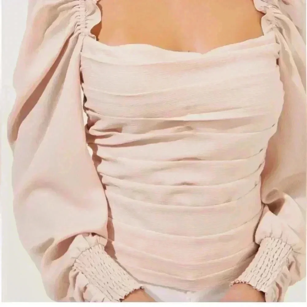 ASTR The Label - Square Neck Puff Sleeve Top (Blush color)